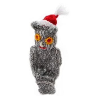 Marionnette à doigt, hibou avec chapeau de Noël (CIAPX02) 1