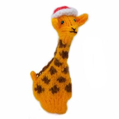 Finger puppet, giraffe with Christmas hat (CIAPX05)