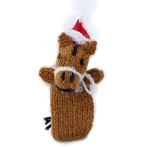 Finger puppet, donkey with Christmas hat (CIAPX08)