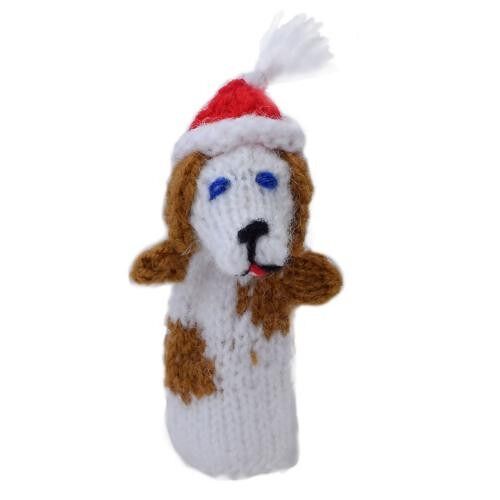Finger puppet, spaniel dog with Christmas hat (CIAPX10)