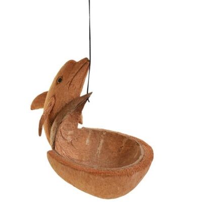 Coconut hanging bird feeder, dolphin design (CID014)