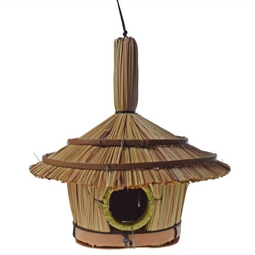 Cogon grass hanging bird house, round (CID015)