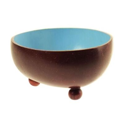 Coconut t-lite holder or small decorative bowl, blue inner (CID024B)