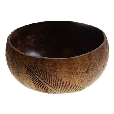 Coconut bowl, single leaf pattern (CID028)