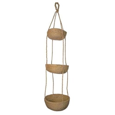 Hanging basket/sika, 3-tier jute (CJW010)