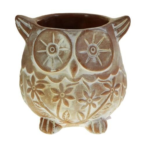 Terracotta planter owl 12x12x12cm (CJW035)