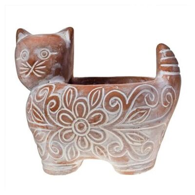 Terracotta planter cat 20x17x15cm (CJW041)