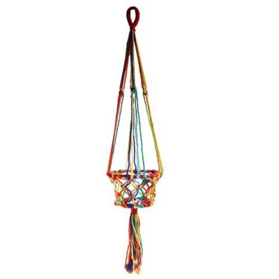 Hanging basket, macrame rainbow colours 17cm diameter (CM01)