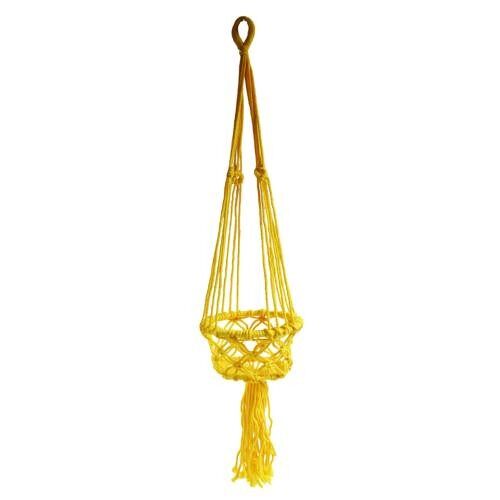 Hanging basket, macrame yellow 17cm diameter (CM04)
