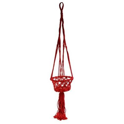 Hanging basket, macrame red 17cm diameter (CM05)