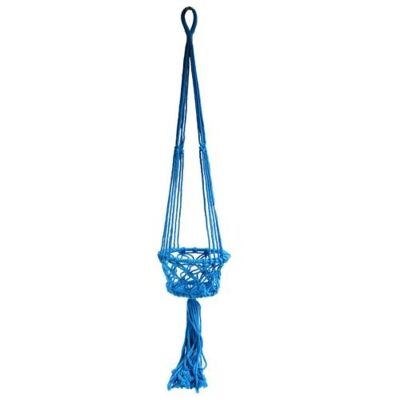 Hanging basket, macrame blue 17cm diameter (CM07)