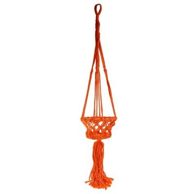 Hanging basket, macrame orange 17cm diameter (CM09)