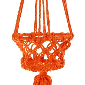 Panier suspendu macramé orange diamètre 17cm (CM09) 3