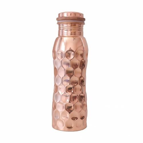 Copper water bottle, diamond look , 600ml (COP03)