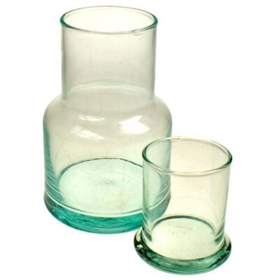 Carafe with lid recycled glass, 15.5cm height (CR10)