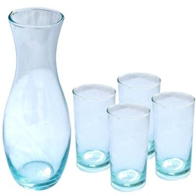 Carafe & 4 highball glasses recycled glass (CR15)