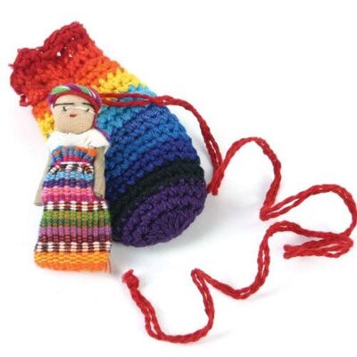 Worry doll in small crochet bag (CRE004)
