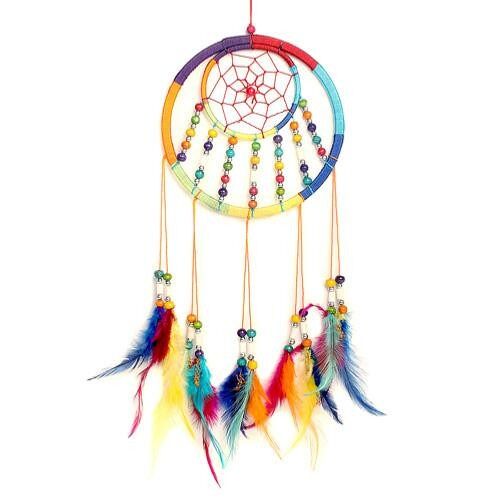 Dreamcatcher rainbow with 7 rows beads 17cm (DC1506)