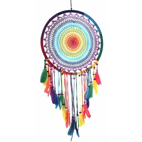 Dreamcatcher rainbow crochet 53cm diameter (DC1737)