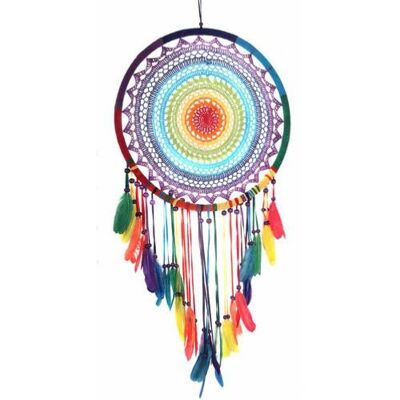 Dreamcatcher rainbow crochet 53cm diameter (DC1737)