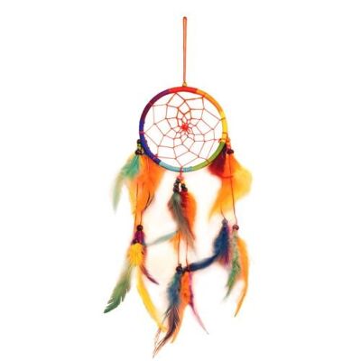 Dreamcatcher rainbow colours, 11.5cm diameter (DC1750)