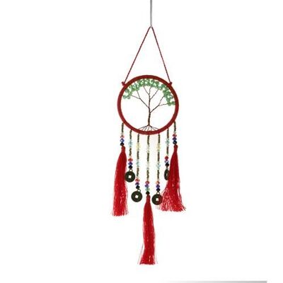 Dreamcatcher tree jewelled red 7.5cm (DC1804)