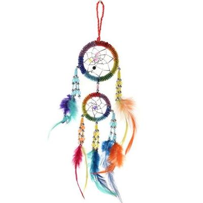 Dreamcatcher rainbow with silver colour beads 6cm (DC1809)