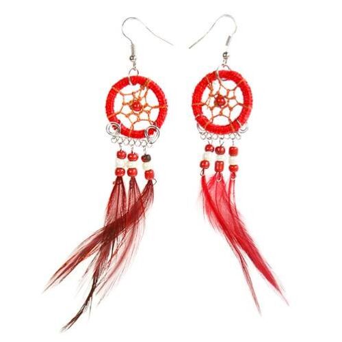 Dreamcatcher earrings, red (DC1910)