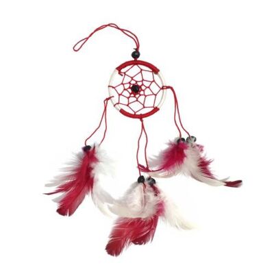 Dreamcatcher red & white 6cm (DCC08)