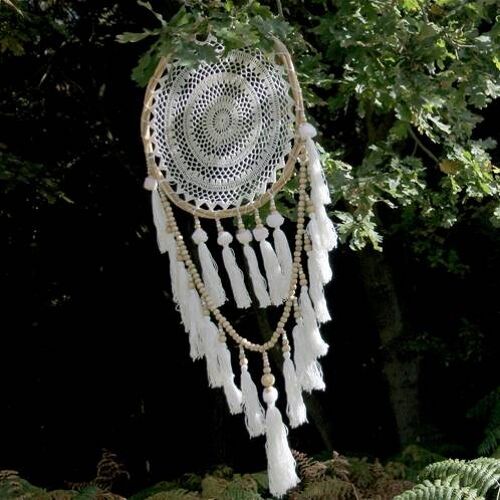 Dreamcatcher bamboo twisted with loop of beads 42cm (DCW01)