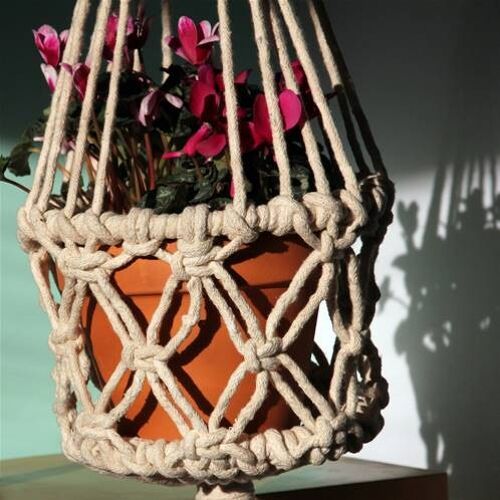 Hanging basket crochet 27cm diam 110cm length (DCW12)