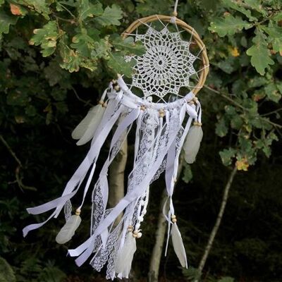 Dreamcatcher bamboo crochet with lace 22cm (DCW14)