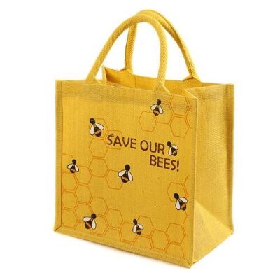 Jute shopping bag, yellow Save Our Bees (EA1571)