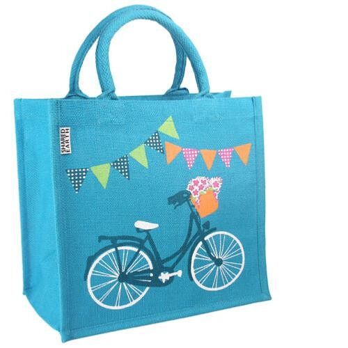 Jute shopping bag, square, bicycle (EA172)