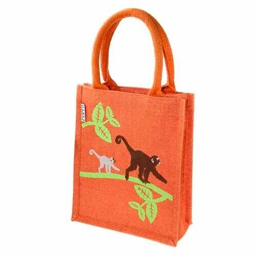 Jute shopping bag, small, monkeys (EA173)