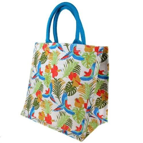 Jute shopping bag, square, tropical forest (EA1801)