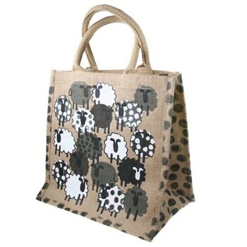 Sac shopping en jute, carré, mouton (EA1802) 1