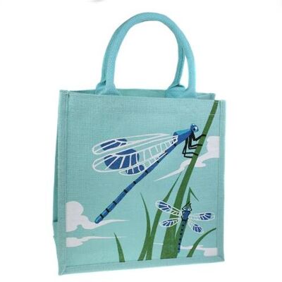 Jute shopping bag, square, dragonflies (EA1872)