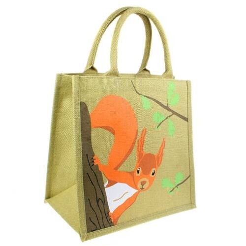 Jute shopping bag, square, squirrel (EA1873)