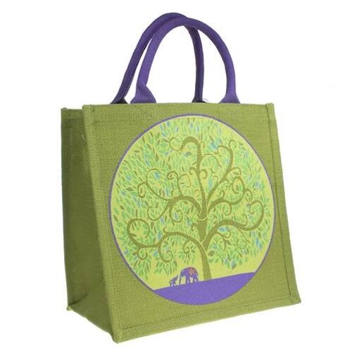 Jute bag, tree of life with elephants (EA1901)