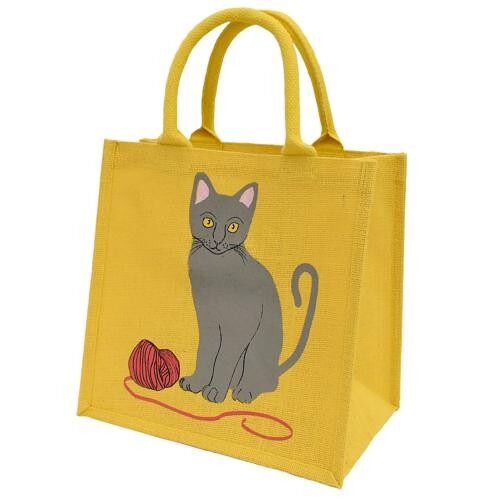 Jute shopping bag, cat and wool (EA2082)