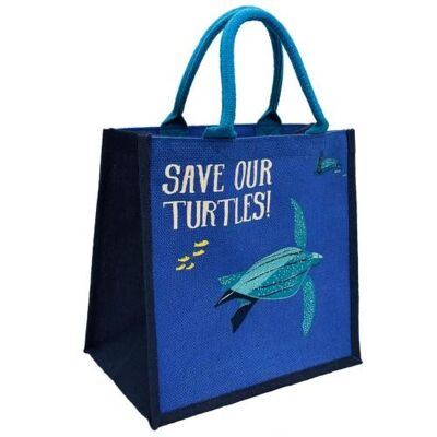 Jute shopping bag, save our turtles (EA2085)