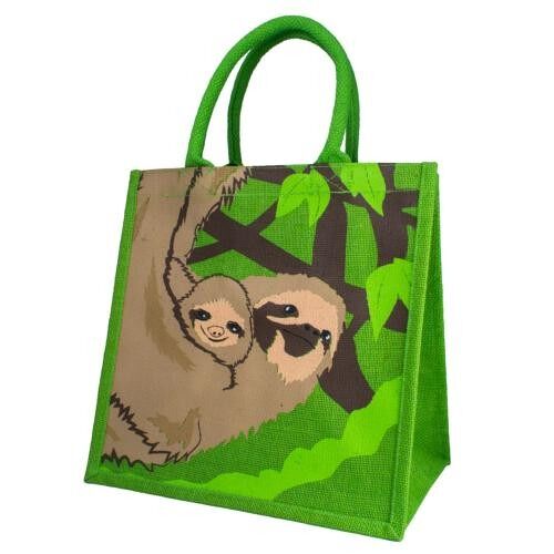 Jute shopping bag, sloth with baby (EA2101)