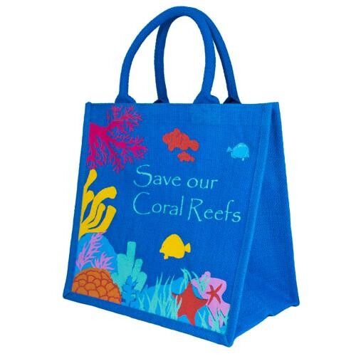 Jute shopping bag, save our coral reefs (EA2102)