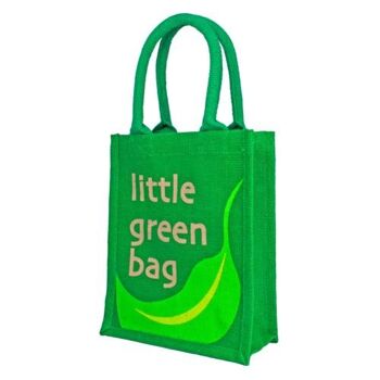 Cabas en jute, petit sac vert (EA2108) 1