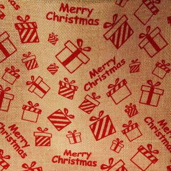 Sac shopping ou cadeau de Noël en jute, motif colis, 30x30cm (EA2120) 3