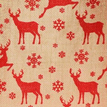 Sac shopping ou cadeau de Noël en jute, motif rennes, 30x30cm (EA2123) 3