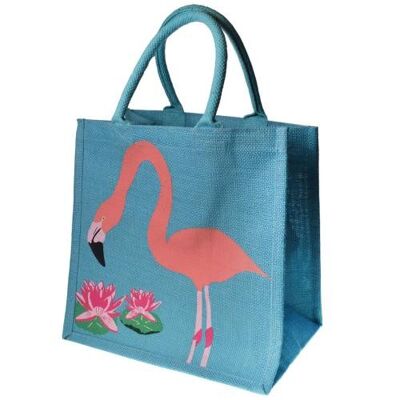 Jute shopping bag, flamingo (EA2203)