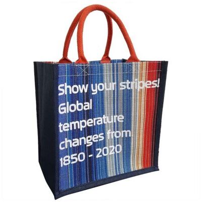 Jute shopping bag, global temperature stripes (EA2204)