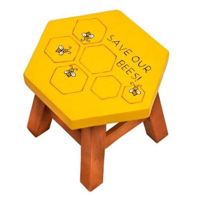 Child's wooden stool, save our bees (FWST2804)